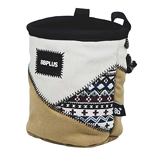 8BPLUS PROBAG - Chalk Bag for Climbing & Bouldering - Belt, Carabiner and Giftbox Included - Wide Opening - Brush Holders for Left & Right Handers - style: SAND
