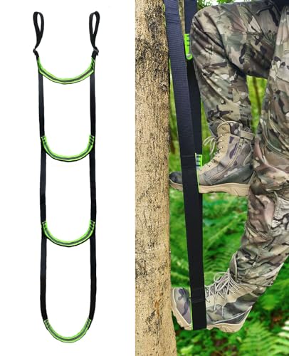 Double-Thickened and Widened 4-Step Climbing Aider for Hunting Tree Steps,Fall-preventing Adjustable Hook and Loop Design for a Wide Range of Climbing Stick,Easy-to-use Lightweight Rope Aid