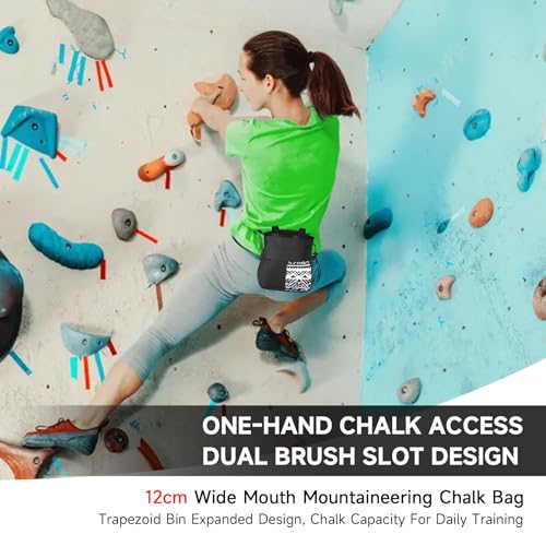 Drfeify Mountaineering Chalk Bag, Large Capacity Travel Bag with Independent Front Pocket, Outdoor Sports Gear for Climbers Hikers - size: Small Black