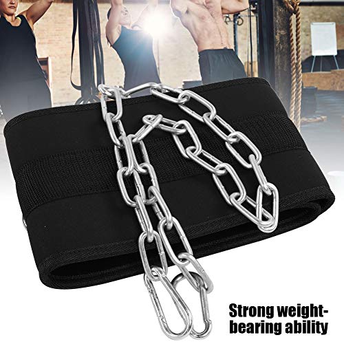 Professional Dip Belt with Iron Chain, Weight Lifting Belt for Pull Ups and Dips, Heavy - Duty Oxford Cloth Bodybuilding Belt with Contoured Back Support for Gym and