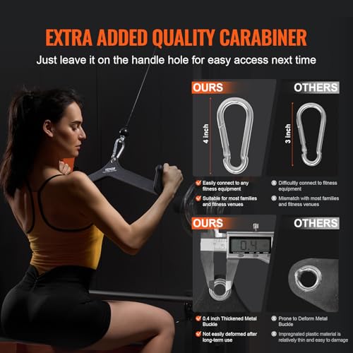 VEVOR LAT Pulldown Attachments, Cable Machine Rowing T-bar V-bar Tricep Pull Down Bar, Back Strength Training Rubber Coated Handle Grip, Bicep Curl Tricep LAT Pulldown Bar for Home Gym Fitness - size: 23x5.5x6.7"