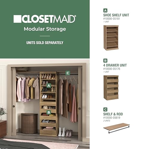 ClosetMaid Modular Storage Stackable Shoe Shelf Unit, Sand - color: Sand