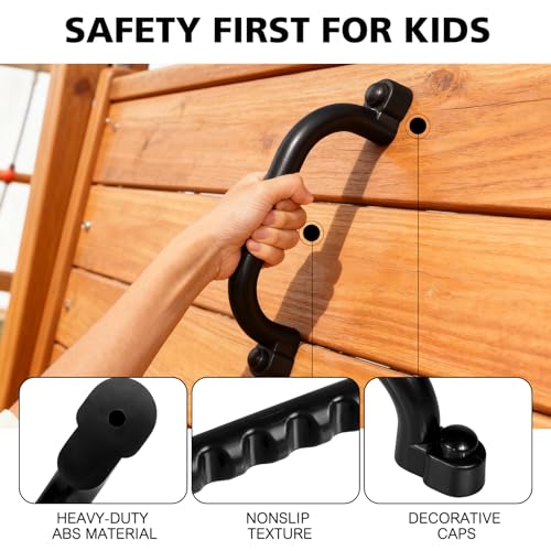 18PCS Climbing Holds for Kids,Large Climbing Holds for Play Set, Rock Wall Climbing Kit with Hardware for Indoor and Outdoor Climbing, Swingset - Adult Rock Wall Holds with Mounting Hardware (Black) - style: 24pcs Climbing Holds & 4 Handles