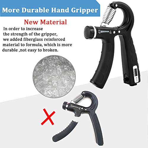 Grip Strength Trainer with Counter 2 Pack, Hand Grip Strengthener with Adjustable Resistance 11-132Lbs, Hand Grip Exerciser Strengthener, Non-Slip Hand Gripper, Forearm Workout Equipment, Perfect for