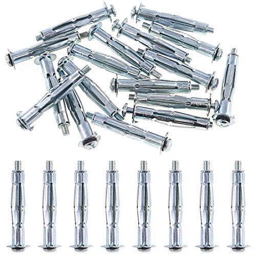 Glarks 30Pcs 5x52MM Heavy Duty Zinc Plated Steel Molly Bolt Hollow Drive Wall Anchor Screws Set for Drywall, Plaster and Tile (M5x52) - size: 5x52mm