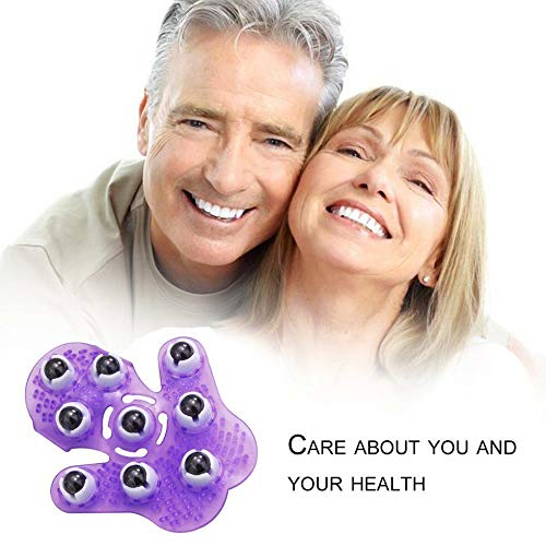 Roller Ball Body Massage Glove Anti-Cellulite Muscle Pain Relief Relax Massager for Neck Back Shoulder Buttocks Face Lift Tools (Purple) - color: Purple
