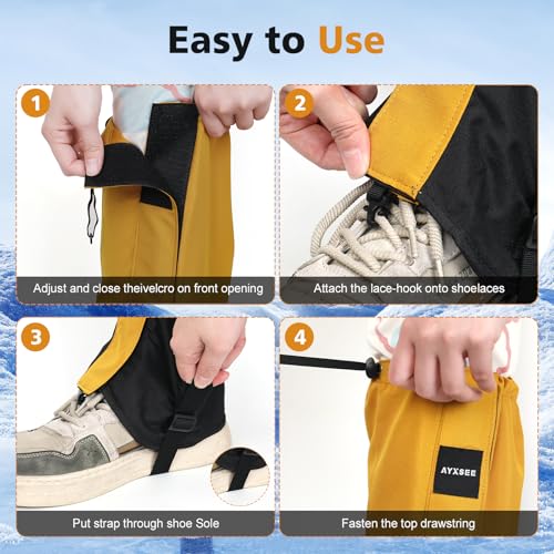 Waterproof Adjustable Hiking Gaiters for Men and Women, Snow Boots-Gaiters for Hiking in Hunting Sand Mud Mountain Climbing Snowshoeing - color: Ginger