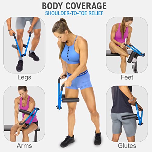 DoubleUP Roller D2 Leg & Arm Massager, Metal Frame + 2 Rollers, White | 3X Lever-Action Pressure Control. 2 Quick-Change Rollers. For IT Bands, Calves, Quads, Hamstrings, Thighs, Arms. - color: White