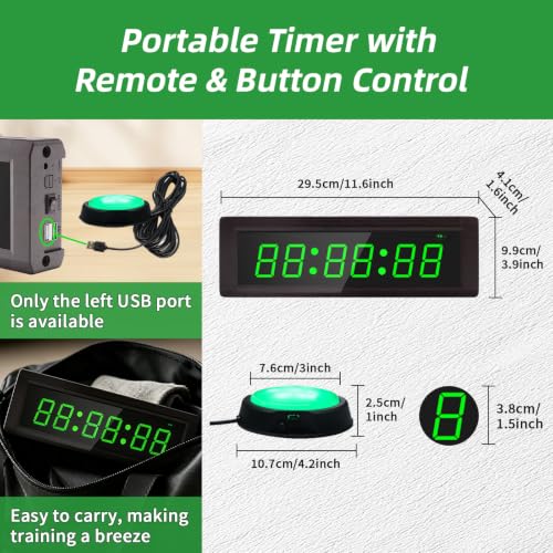 Gym Timer Clock with Remote Control & Push Button,7 RGB Color, Programmable Interval Timer, Countdown/Up Stopwatch,Wall Clock for Home Gym Garage,Portable Training Accessories(Battery) - style: battery