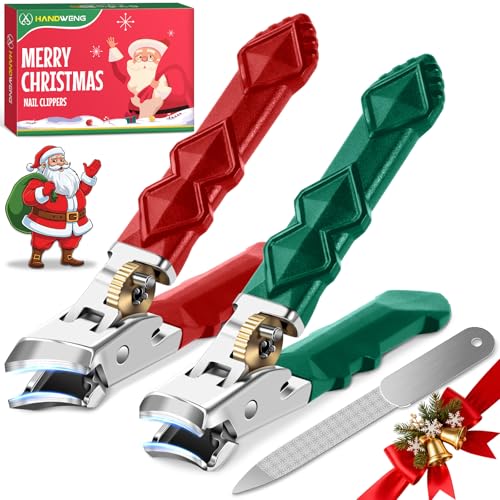 2026 Toenail Clippers for Thick Toenails, Wide Opening Nail Clippers, Heavy Duty Ingrown Toenail Clippers Nail Cutters, Ultra Sharp Slanted Nail Clippers with Long Handle - style: Red & Green