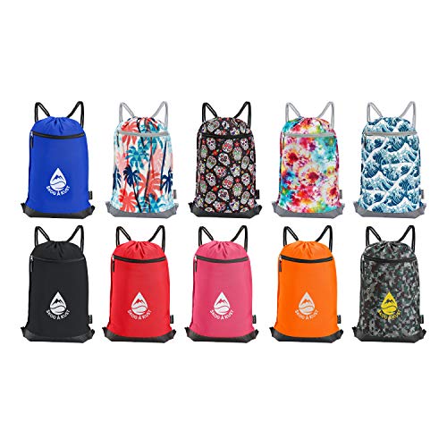 Skog Å Kust GymSak | Patented 2-in-1 Drawstring Cinch Bag with Removable Waterproof Dry Bag | Pink - color: Pink