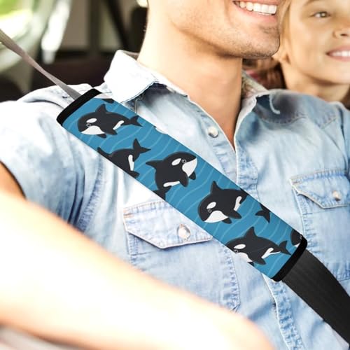 2PCS Killer Whale Orca Seat Belt Shoulder Pad Soft Padded Harness Pads Strap for Adults and Children, All Vehicles, Anti-Slip Pad - color: Pattern 910