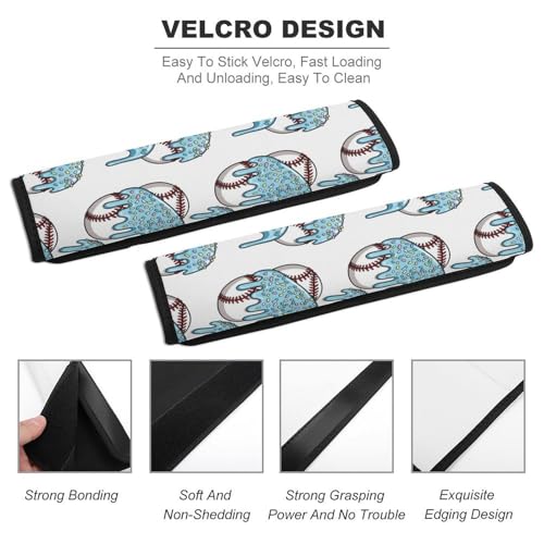 Breathable Seat Belt Shoulder Pad for Adults and Children, Stroller Pushchair High Chair, 2 Pack Baseball Ice Cream Drip Neck Strap Covers Easy Install (No Tool) - color: Pattern 202