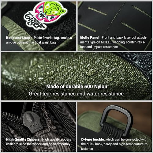 TACTICAL GEEK Block E2.0 EDC Compact Waist Multi-Purpose Molle Pouch Organizer, Green - color: Green
