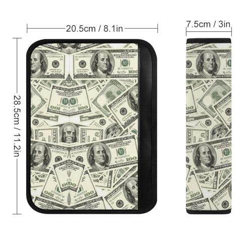 2 Pack 100 Dollar Bills Money Car Seat Straps Shoulder Pads Breathable Shoulder Protector for Elderly Support, Most Cars, Pressure Relief - color: Pattern 901