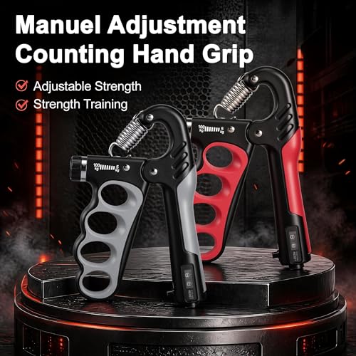Grip Strength Trainer, Adjustable Resistance Hand Exerciser 11-220Lbs(5-100Kg), Hand Gripper Strengthener for Forearm Workout, 2 Pcs - color: Red
