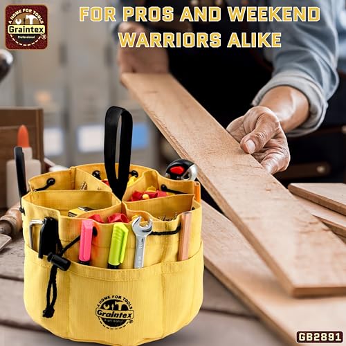 Graintex 18 Pockets Grab Bag Rip-stop Canvas Drawstring Closure, Small Part Organizer Pouch, Small Tools, Screws, Parts, Parachute Tool Bag for Efficient Storage - Yellow - color: Yellow