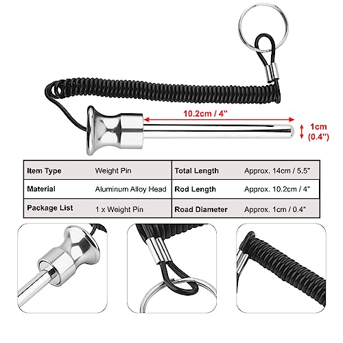 Cosmos Gym Weight Stack Pin Universal Replacement Selector Lock Pin Detent Hitch Pin, Tensile 3/8" Dia. & 4" Locking Space with Lanyard, for Gym Equipment Machine Weight Plate - color: Silver Tone Knob