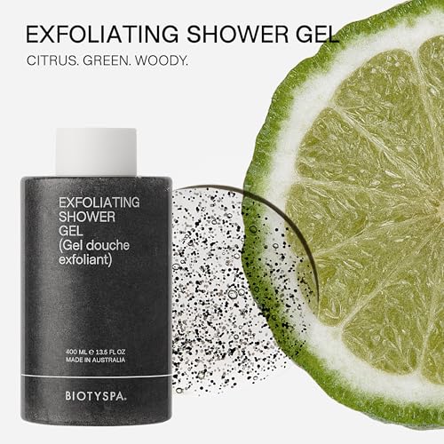 biotyspa Spa Essentials - Exfoliating Shower Gel & Firming Body Oil with Coffee Extract & Jojoba - Tones, Renews & Smooths Skin - Organic, Vegan, Made in Australia - 2pc Set, 400ml Each - size: Spa Essentials