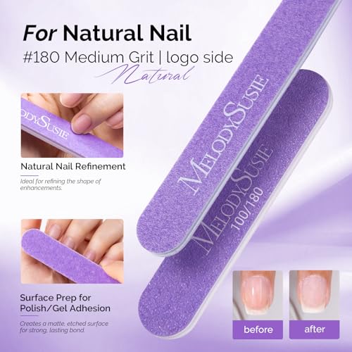 MelodySusie 7Pcs Nail Files 100/180 Grit, 2 Standard & 5 Mini Mixed-Shape Emery Boards for Acrylic, Gel and Natural Nails, Portable Travel Manicure Pedicure Shaping Tools Kit, Purple - size: 7Pcs Straight Shape