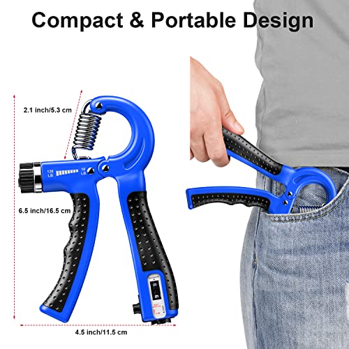KDG Hand Grip Strengthener 2 Pack Adjustable Resistance 10-130 lbs Forearm Exerciser，Grip Strength Trainer for Muscle Building and Injury Recovery for Athletes - color: Blue