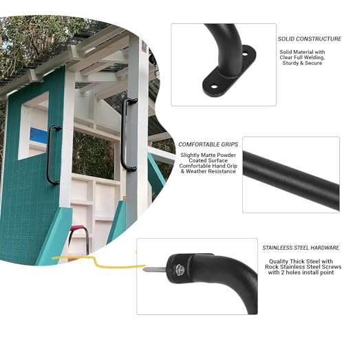 17 Inch Black Playground Handles Metal Set of 2 - Playset Safety Handles, Swing Sets Accessories Grab Handle, Indoor Kids Climbing Monkey Bar for Playhouse, Treehouse, Jungle Gym - color: Black-2pack
