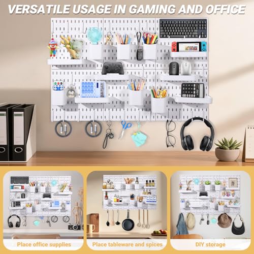 6-Pack PegBoard Wall Organizer, 11"X11" PegBoard, Include 48 Pcs Peg Board Accessories, Multi-Surface Storage Solution For Room, Office, Kitchen, bathroom