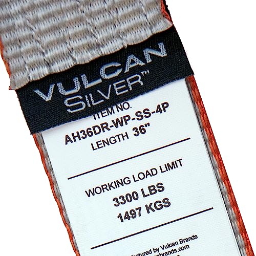 VULCAN Car Tie Down Axle Strap with Wear Pad - 2 Inch x 36 Inch - 4 Pack - Silver Series - 3,300 Pound Safe Working Load - size: 2" x 36" Silver Series (4 Pack)