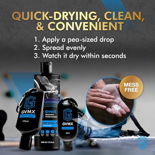 50ML/100ML/400ML Superior Grip Premium Liquid Chalk. Long Lasting Mess-Free Gym Chalk for Weightlifting, Gymnastics, Climbing. Fast Drying Refillable Gym Accessories. Package May Vary. - style: 400ML + 100ML - 1 Pack