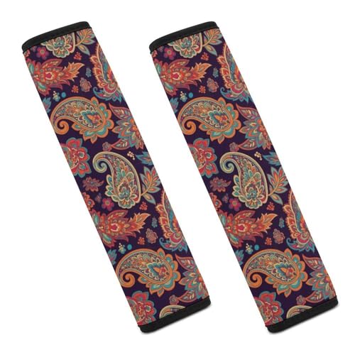 Universal Soft and Comfortable Car Seat Straps Shoulder Pads for Adult Use, Stroller Pushchair High Chair, 2PCS Boho Floral Paisley Harness Pads Strap - color: Pattern 602