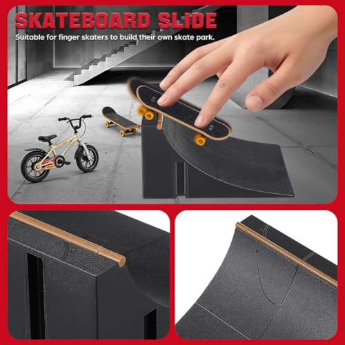 UPKOCH Finger Board Ramp Skateboard Park Kit Mini Finger Skateboard Obstacle Set with Plastic Ramp Parts for Fingerboard Park Imaginative Play Coordination Practice Family Fun
