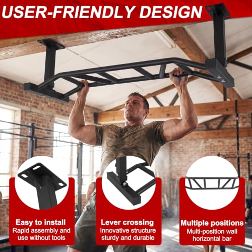 47 Inch Ceiling Mount Pull Up Bar Adjustable Height&Supports To 600 Lbs Upper Body Fitness Workout Bar for Garage/Home Gym and Strength Training