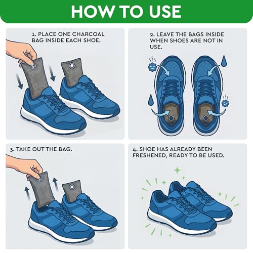 Activated Charcoal Shoe Odor Elimination Bags. Remove Strong Odors in Car, Closet, Basement. 6 Activated Charcoal Bags Odor Absorbers for Home. Bamboo Charcoals Air Purifying Bag Charcoals Deodorizer