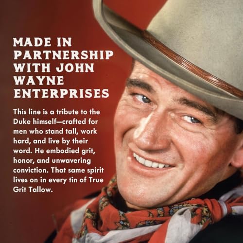 True Grit Tallow John Wayne Inspired Deep Moisture Salve – Ash and Oath Scent – Soothing Balm for Rough, Dry Hands – Grass-Fed & Finished Tallow, Beeswax & Lanolin – 2 oz