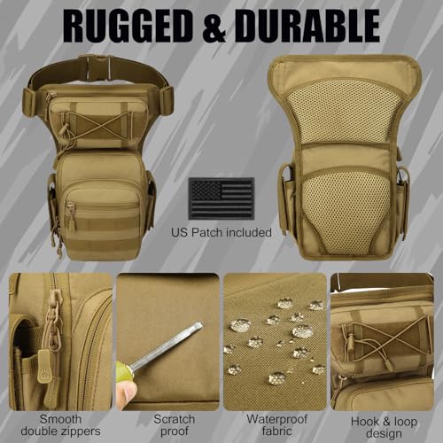 Tactical Drop Leg Bag Military Tool Gear Fanny Thigh Pack Utility Airsoft Motorcycle Cycling Waist Gear Pouch (Patch Included) - color: Black