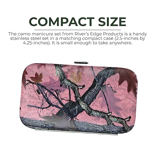 Rivers Edge Products Rivers Edge Products 7-Piece Nail Manicure Kit, Stainless Steel, Pink Camo - style: 7-piece Pink Camo