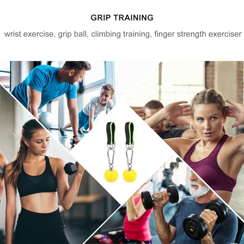 Holibanna Wrist Exercise Grip Ball with Hanging Rings and Climbing Training Strap Finger Strength Exerciser for Pull-up and Hand Grip Training for Rock Climbing and Strength Workouts Random