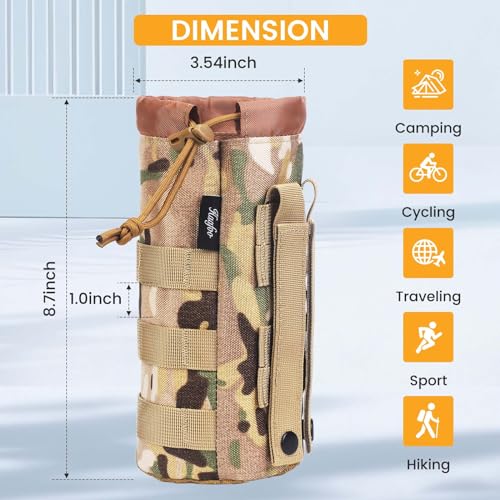 Molle Water Bottle Holder, Upgraded 1000D Nylon Tactical Molle Water Bottle Pouch, Sports Water Bottle Bag Bottom Mesh Lining Hydration Carrier for Camping, Climbing, Hiking and Travelling - color: CP-2pack