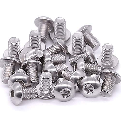 1/4-20 x 3/8" Button Head Socket Cap Bolts Screws, 304 Stainless Steel 18-8, Allen Hex Drive, Bright Finish, Fully Machine Thread, Pack of 25 - size: 1/4-20 x 3/8