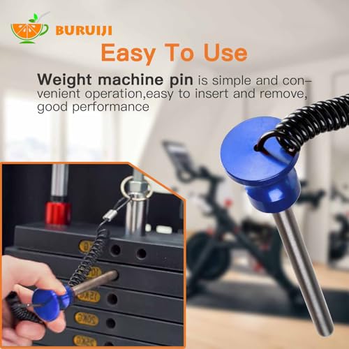 Universal Magnetic Weight Stack Pin with Pull Rope - Gym Pin for Weight Stack Machines | Commercial & Home Gym Accessories | Replacement Weight Pins for Strength Training Equipment - color: Blue
