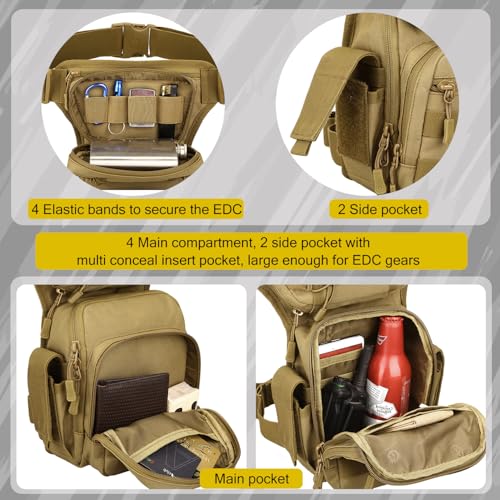 Tactical Drop Leg Bag Military Tool Gear Fanny Thigh Pack Utility Airsoft Motorcycle Cycling Waist Gear Pouch (Patch Included) - color: Brown