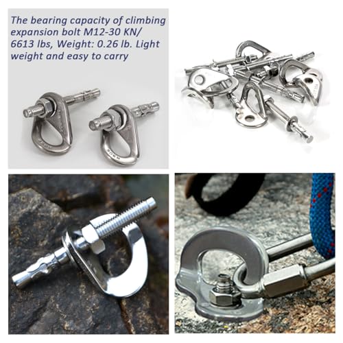 2 Set 304 Stainless Steel Climbing Anchor Bolt, 30KN Rock Climbing Bolt Hanger, Climb Fastening Bolt Safe Fixed Point, Rock Climbing Holds - color: 2 sets