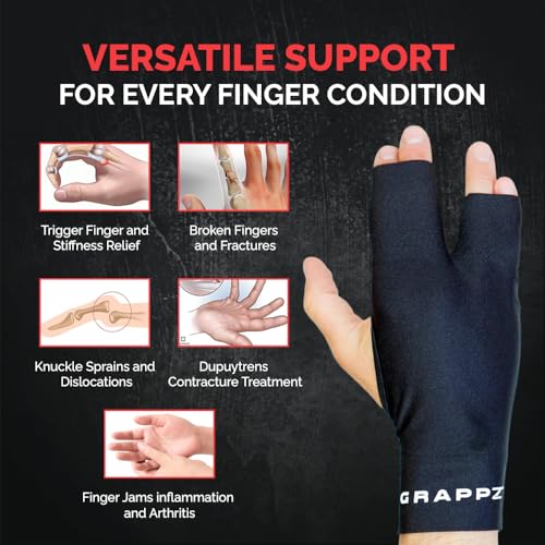 Finger Support Athletic Compression Gloves, Splint Alternative, Unisex M | Athletic Buddy Tape & Trigger Finger Sleeve & Brace, Arthritis Pain Relief & Joint Stabilizer for All Sports - size: Medium, style: Original Glove