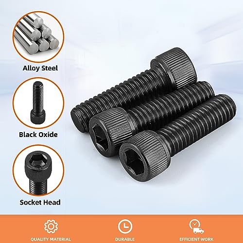 5/16-18 x 1-1/2" Socket Head Cap Screws Cap Bolts, 12.9 Grade Alloy Steel Black Oxide, Allen Hex Drive, UNC Coarse Thread Fully Threaded, 10 PCS - size: 5/16-18 x 1-1/2"
