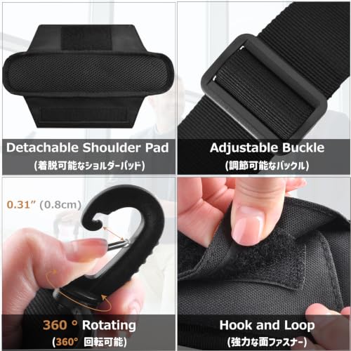 Wide Replacement Shoulder Strap Adjustable Crossbody Canvas Webbing for Messenger Bag Laptop Computer Bag - color: #1 - Black