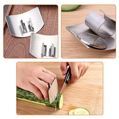 Finger Guard - Stainless Steel Knife Cutting Protector for Single & Double Finger (Silver) - color: Silver 2 single finger