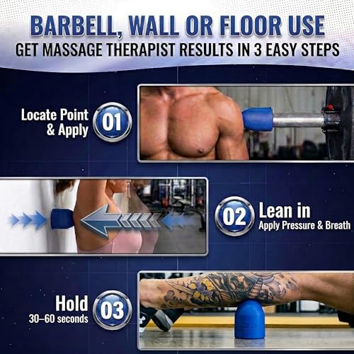 Muscle Trigger Silicone Barbell-Mounted Trigger Point Massage Tool for Back, Neck, Shoulders, Feet & Plantar Fasciitis Relief, Myofascial Release and Deep Tissue Muscle Recovery for Home and Gym | Back Neck Shoulders Plantar Fasciitis Myofascial Muscle Re