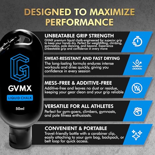 50ML/100ML/400ML Superior Grip Premium Liquid Chalk. Long Lasting Mess-Free Gym Chalk for Weightlifting, Gymnastics, Climbing. Fast Drying Refillable Gym Accessories. Package May Vary. - style: 50ML - 1 Pack