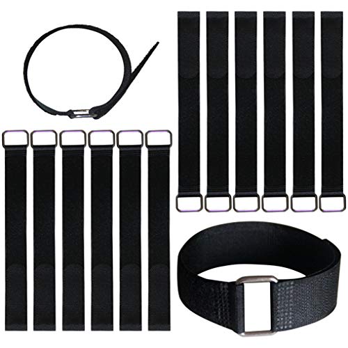 12 inch Reusable Fastening Cable Straps - Hook and Loop Fixing Straps - 12 Pack - size: 1 x 12 in