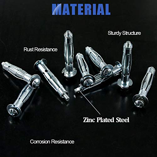 Glarks 30Pcs 5x52MM Heavy Duty Zinc Plated Steel Molly Bolt Hollow Drive Wall Anchor Screws Set for Drywall, Plaster and Tile (M5x52) - size: 5x52mm